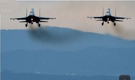 حمله روسیه به کاروان داعش هنگام خروج از رقه
