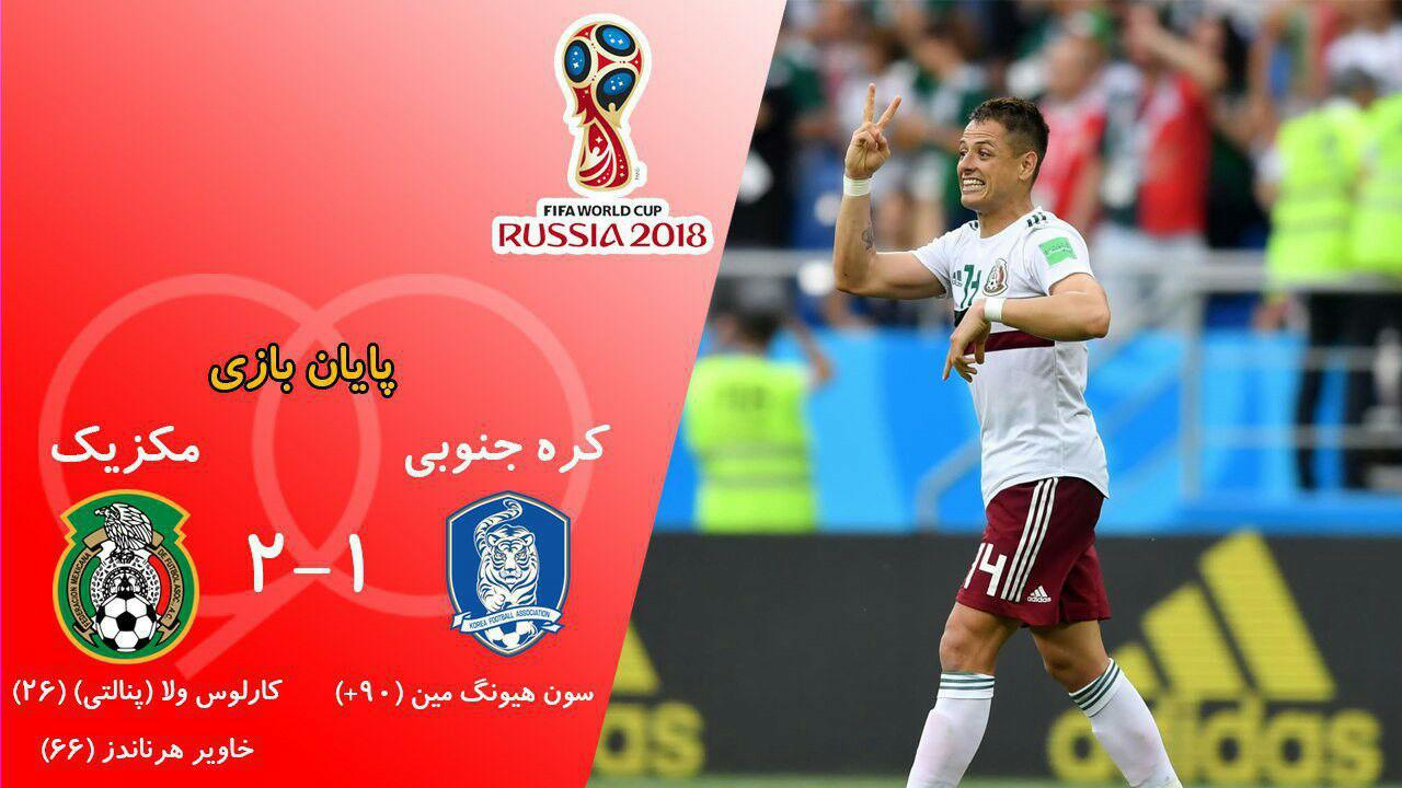 کوریای جنوبی 1 - 2 مکزیک؛ حذف دومین نماینده آسیا و صعود راحت آزتک ها به دور بعد