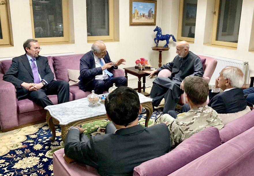 «زلمی خلیلزاد» با «حامد کرزی» رئیس جمهور سابق کشورمان دیدار کرد