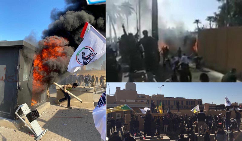تشییع  باشکوه شهدای حشدالشعبی | سفارت  آمریکا در بغداد درحال تسخیر شدن است