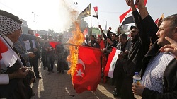 تظاهرات گسترده مقابل سفارت ترکیه در بغداد